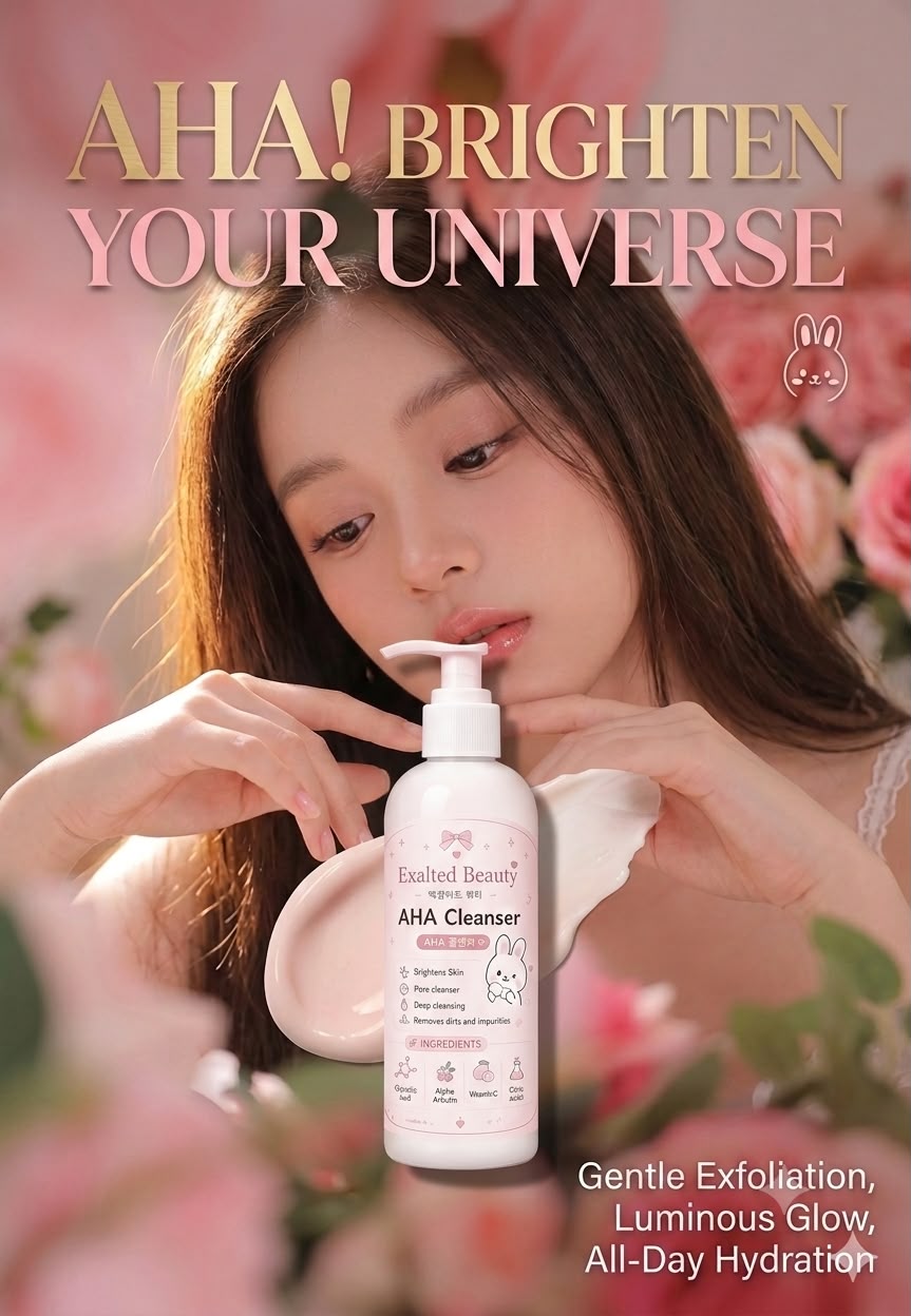 Exalted Beauty AHA Cleanser — gentle exfoliation, luminous glow, all-day hydration