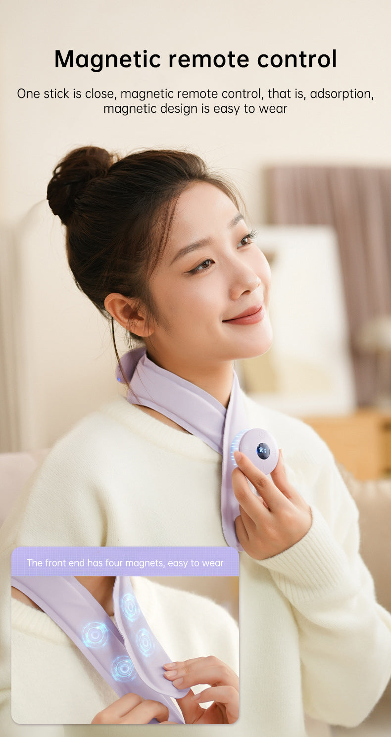 Neck Massager with Heat, Portable Neck Lymphatic Massager for Pain & Fatigue Relief