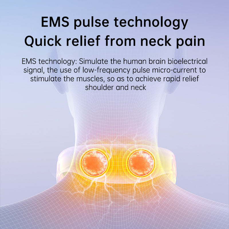 Neck Massager with Heat, Portable Neck Lymphatic Massager for Pain & Fatigue Relief