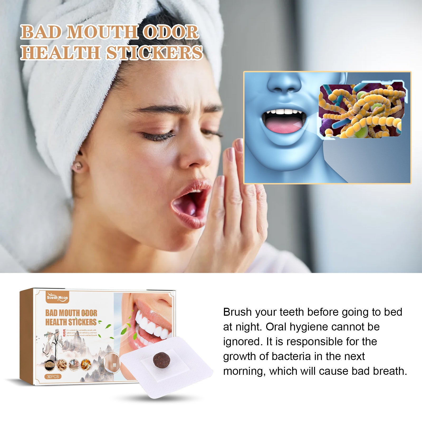 Bad Mouth Odor Health Stickers, Clean Mouth Navel Patch Clean Bad Breath Fresh Breath Care Patch