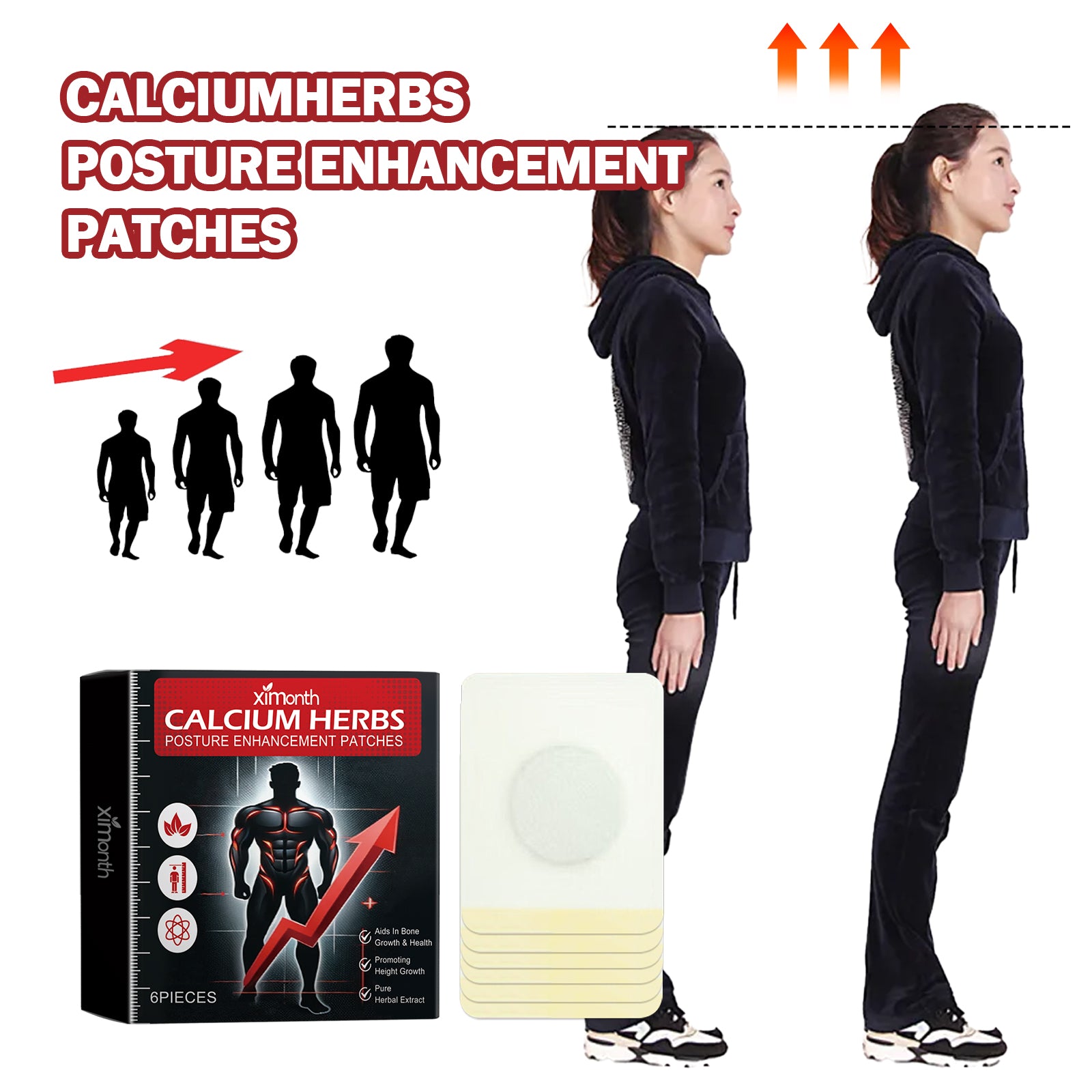 Calciumherbs Posture Enhancement Patches, Adult And Child Body Height Aid Long Length Stimulating Massage Health Care Patch