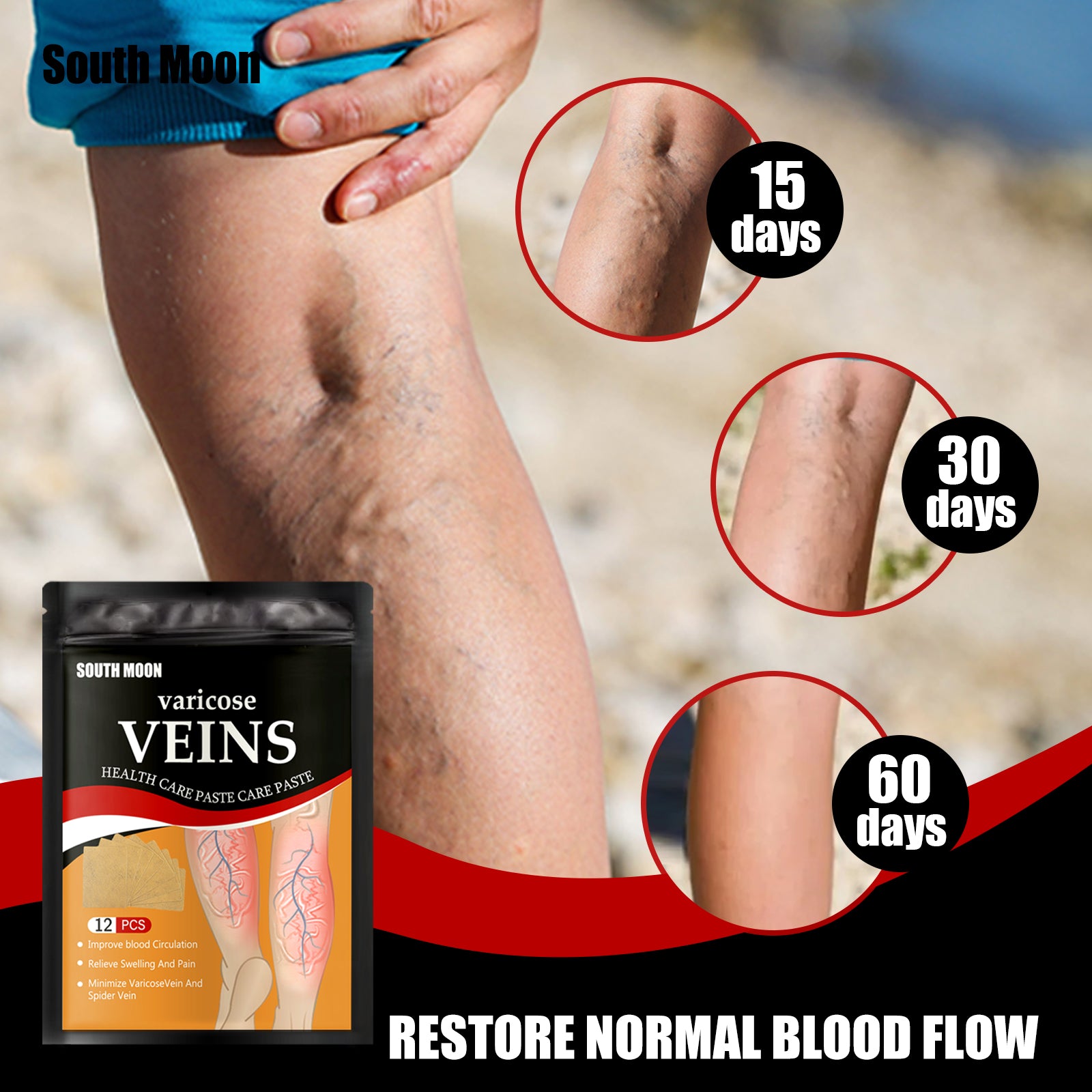 Foot Vein Patch, Relieve Varicose Blood Vessel Blockage And Protrusion Cold Compress Venous Health Care Patch