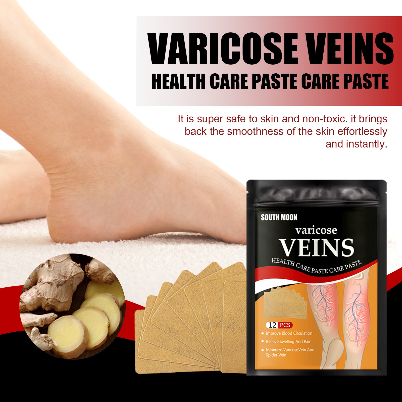 Foot Vein Patch, Relieve Varicose Blood Vessel Blockage And Protrusion Cold Compress Venous Health Care Patch