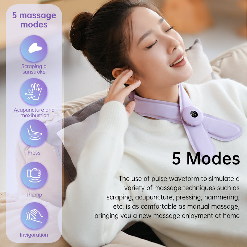 Neck Massager with Heat, Portable Neck Lymphatic Massager for Pain & Fatigue Relief